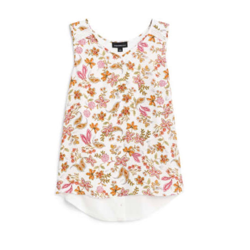 NWT Stitch Fix Fortune & Ivy Button Back Mixed Material Tank Top